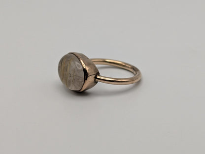 Vintage 10k Yellow Gold Rutile Quartz Ring Cabochon Rutile Quartz Ring.