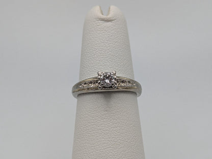 18k White Gold Cathedral Setting .20ct Princess Cut Diamond Engagement Wedding Ring