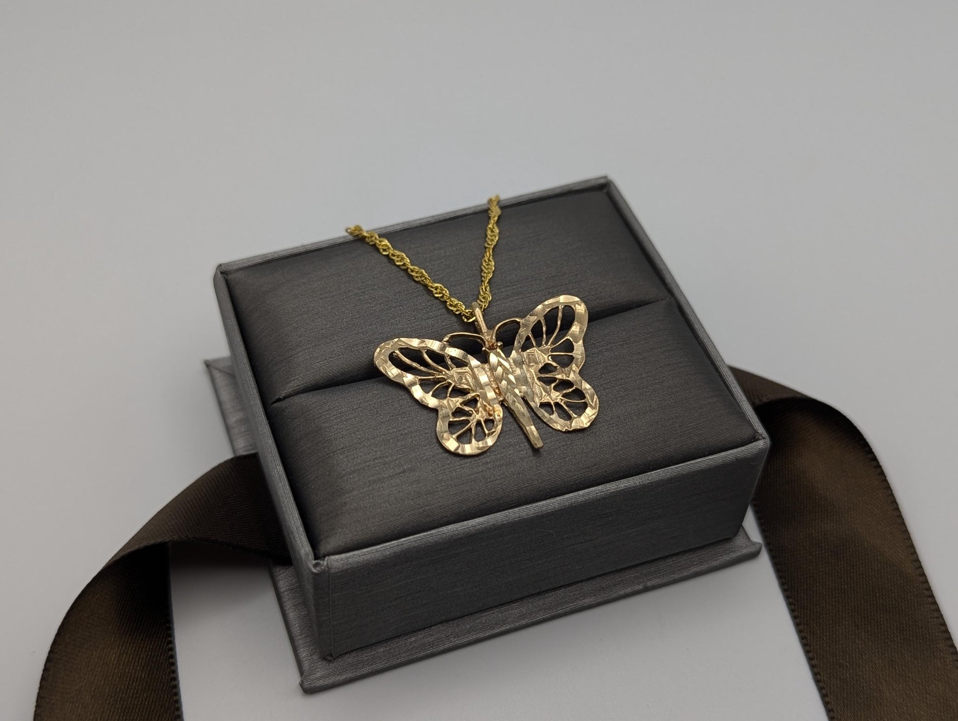 14k Yellow Gold Butterfly Pendant + Complimentary GF 14k Chain 18"