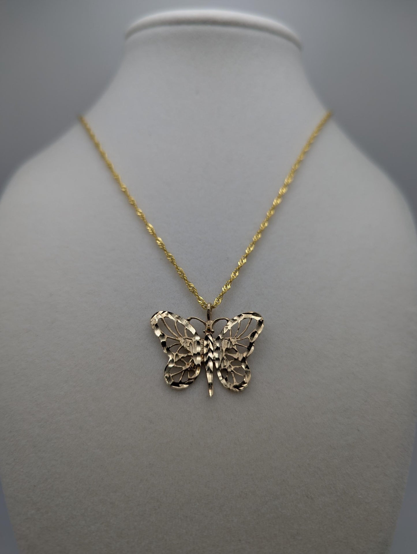 14k Yellow Gold Butterfly Pendant + Complimentary GF 14k Chain 18"