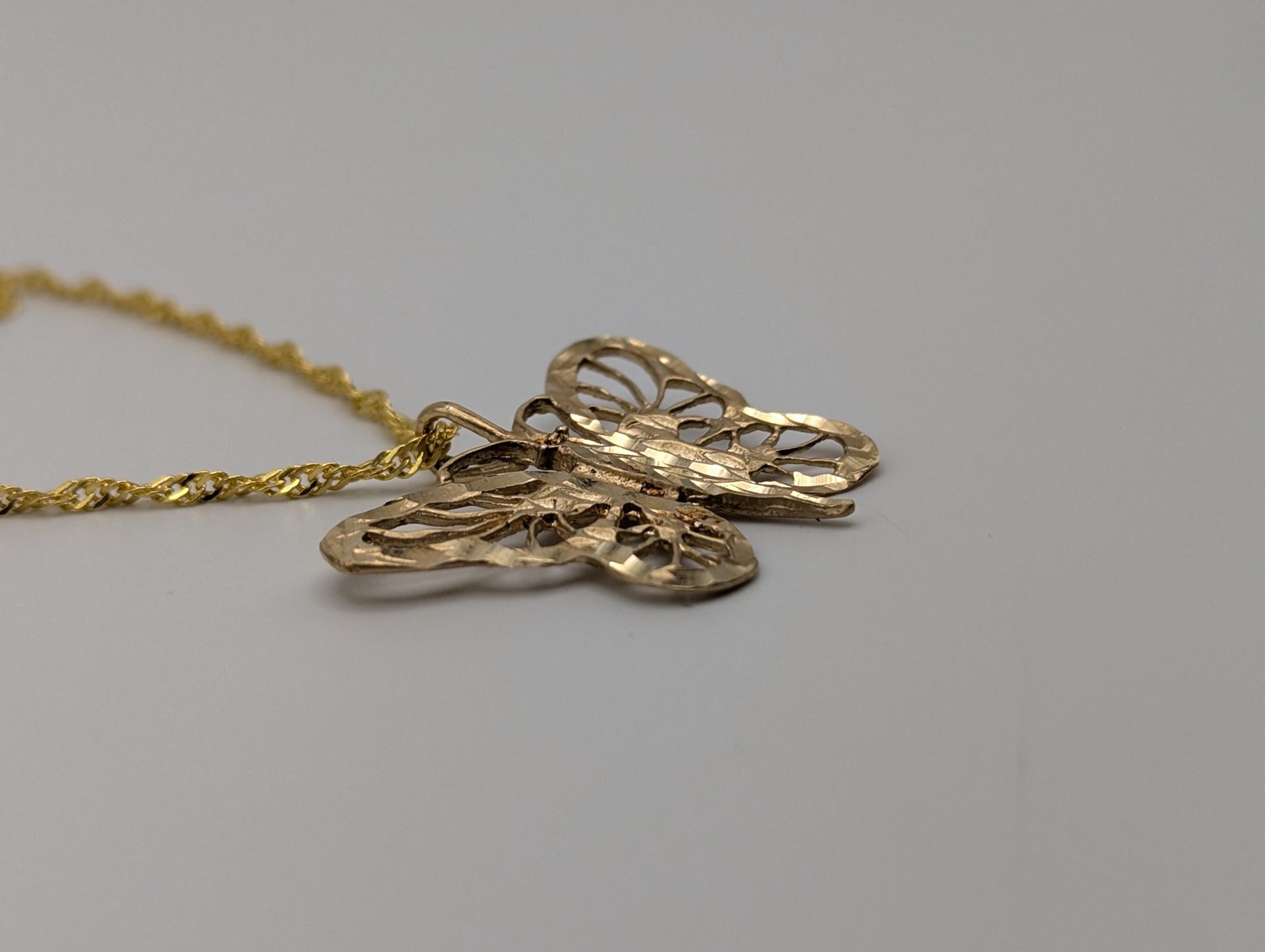 14k Yellow Gold Butterfly Pendant + Complimentary GF 14k Chain 18"