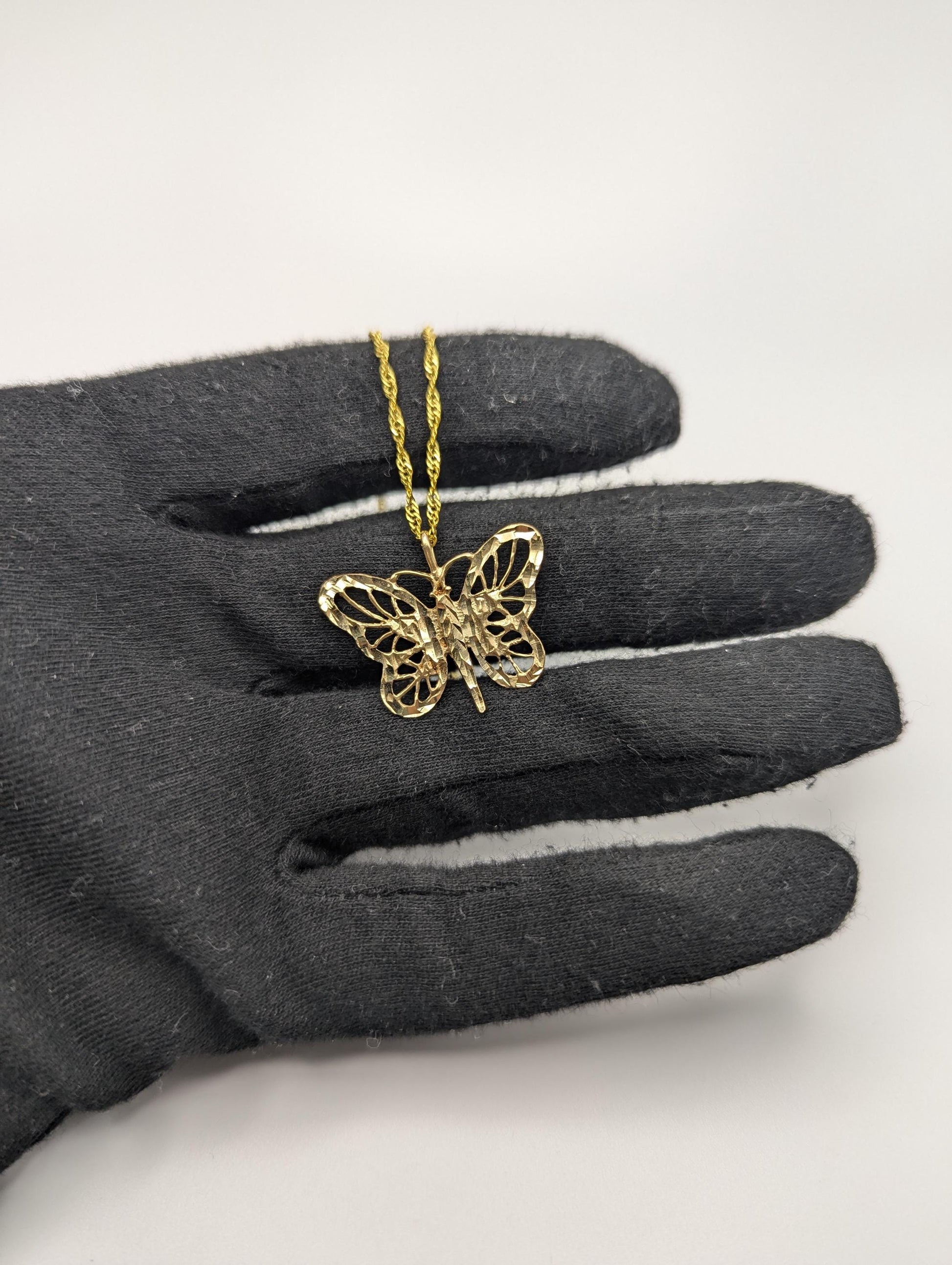 14k Yellow Gold Butterfly Pendant + Complimentary GF 14k Chain 18"