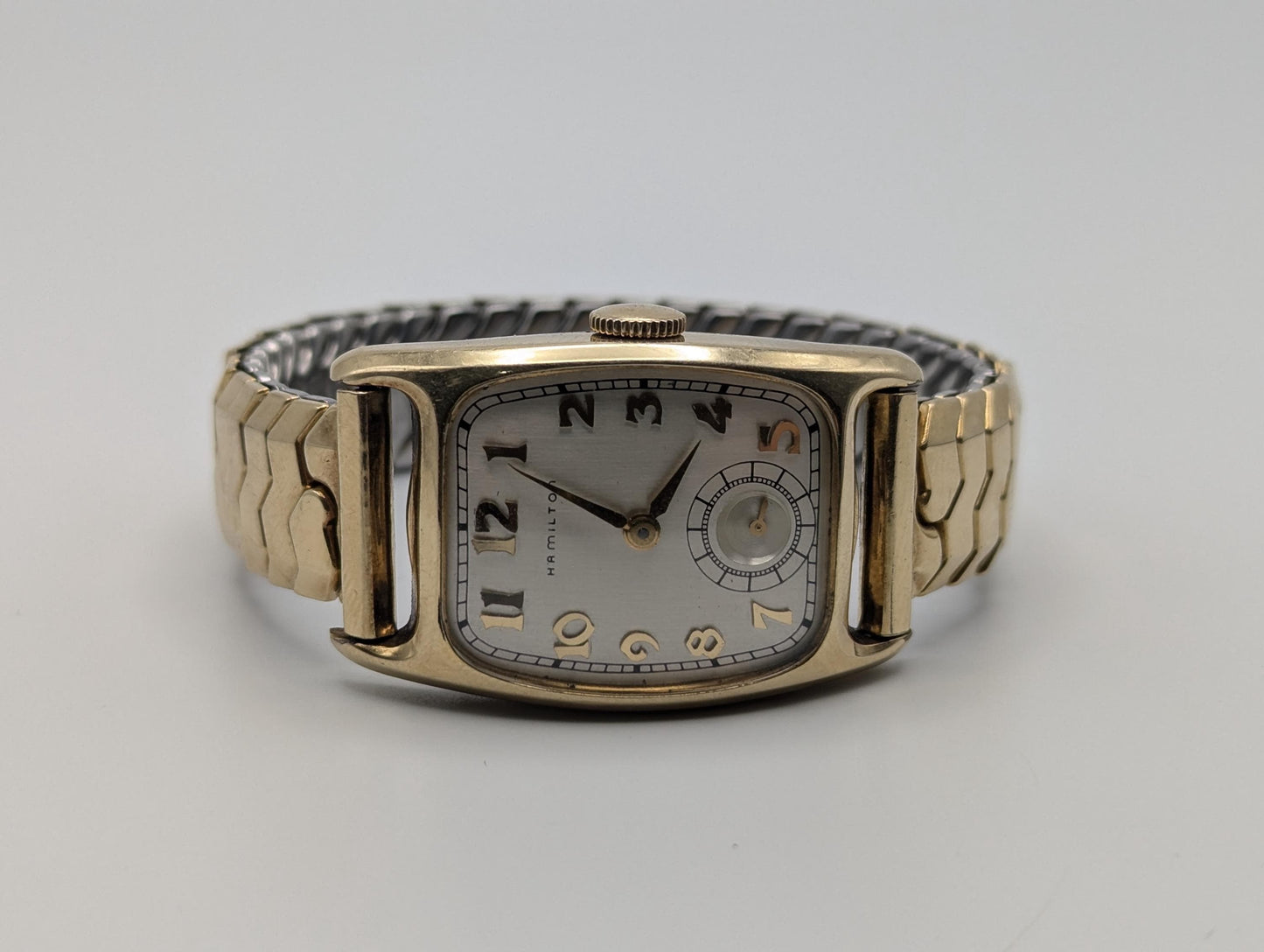 Vintage Hamiltons Men's Wristwatch 1950s 14k Gold Filled Gents 14k GF Stainless Steel Watch