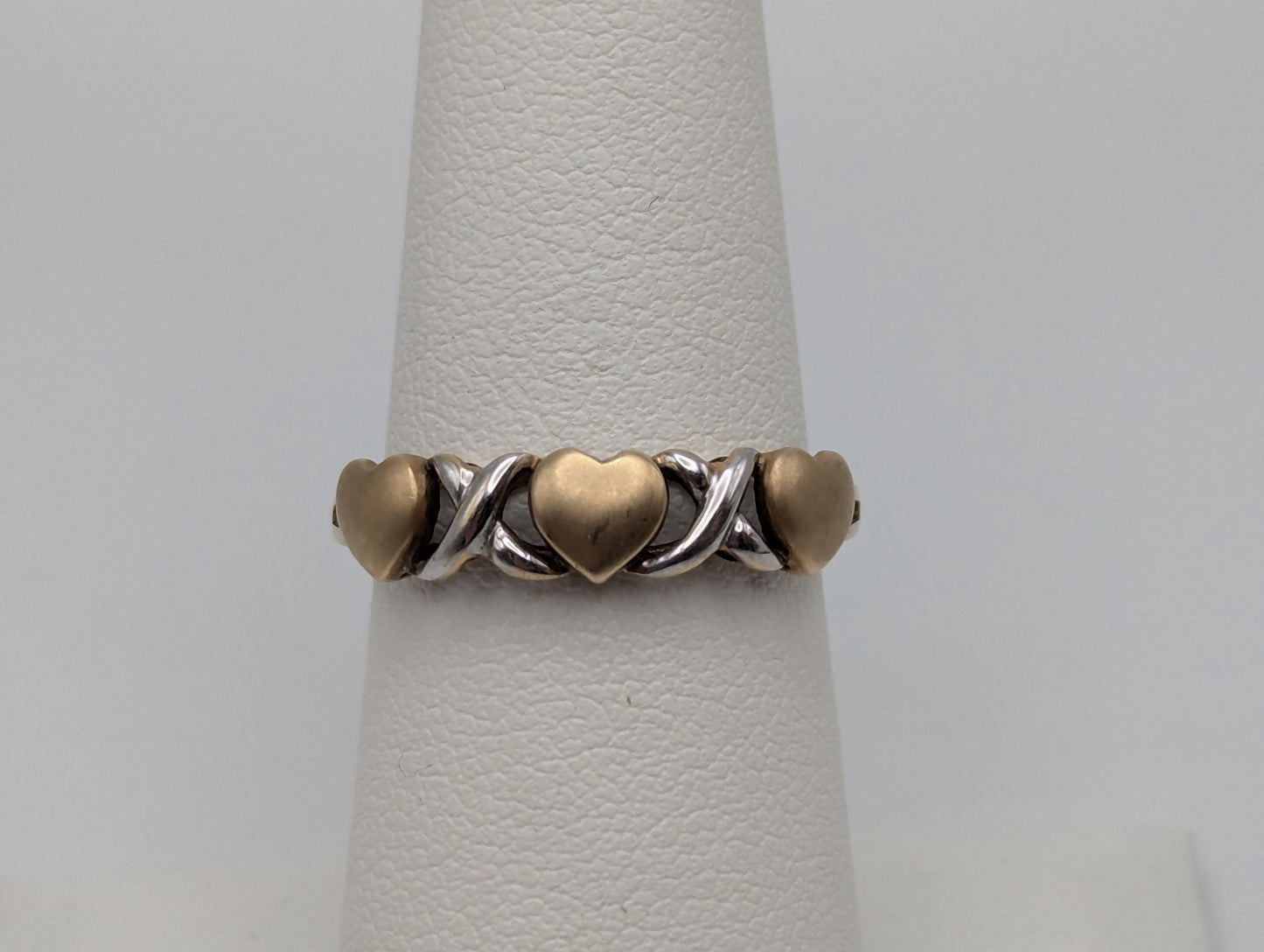 10k Two-Tone Gold XOXO Love Ring Multi Gold Heart Promise Ring