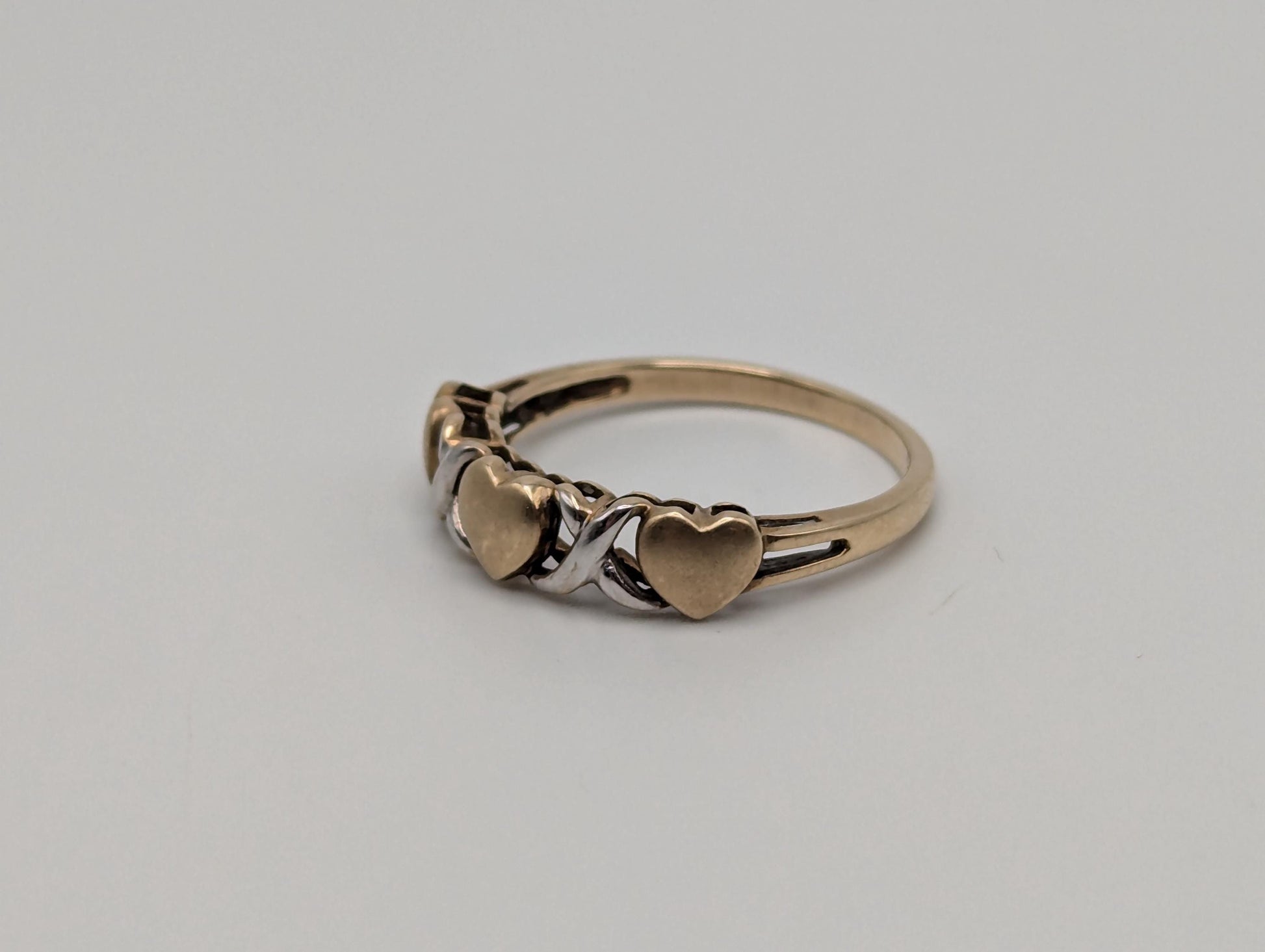 10k Two-Tone Gold XOXO Love Ring Multi Gold Heart Promise Ring