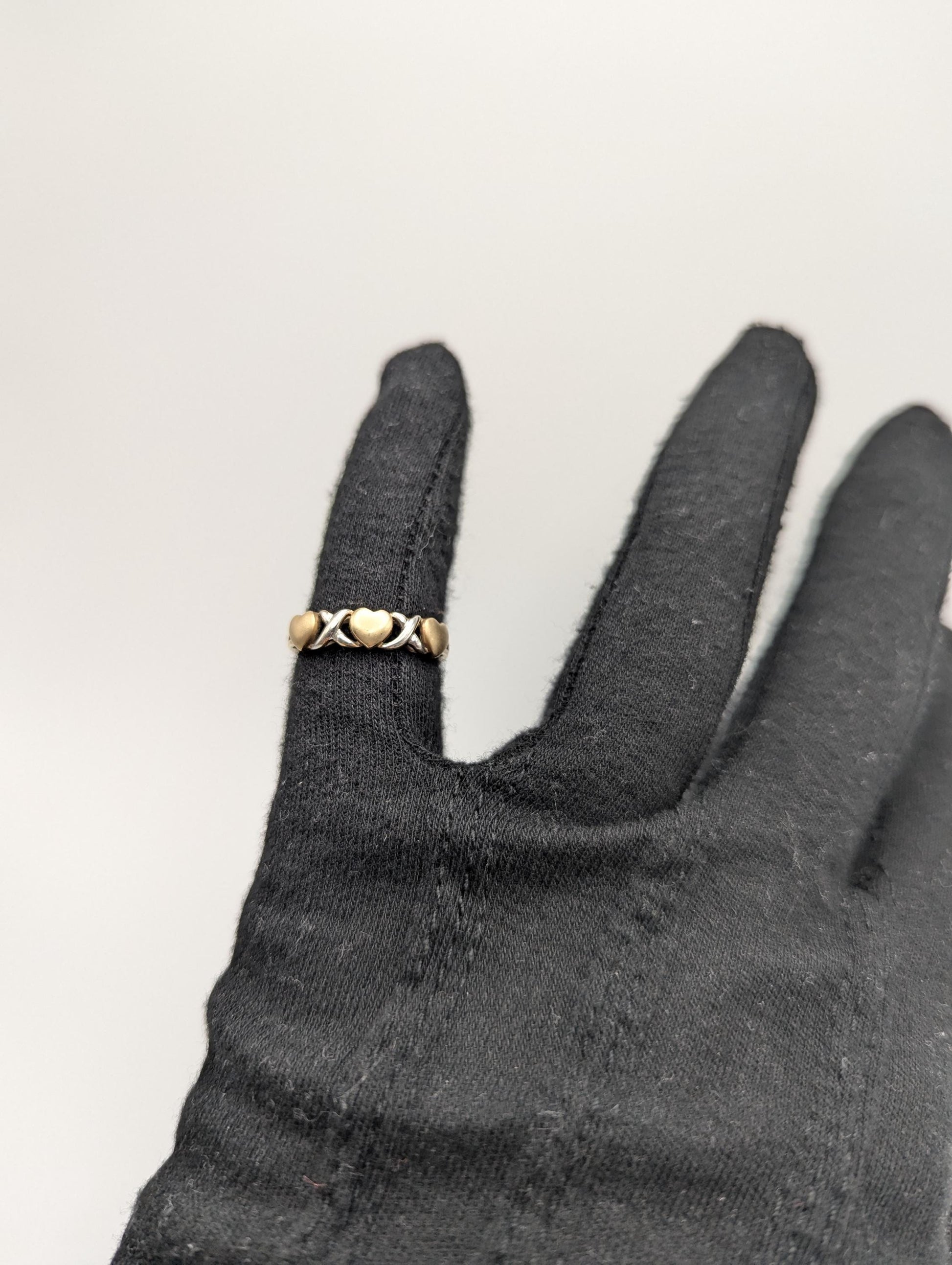 10k Two-Tone Gold XOXO Love Ring Multi Gold Heart Promise Ring