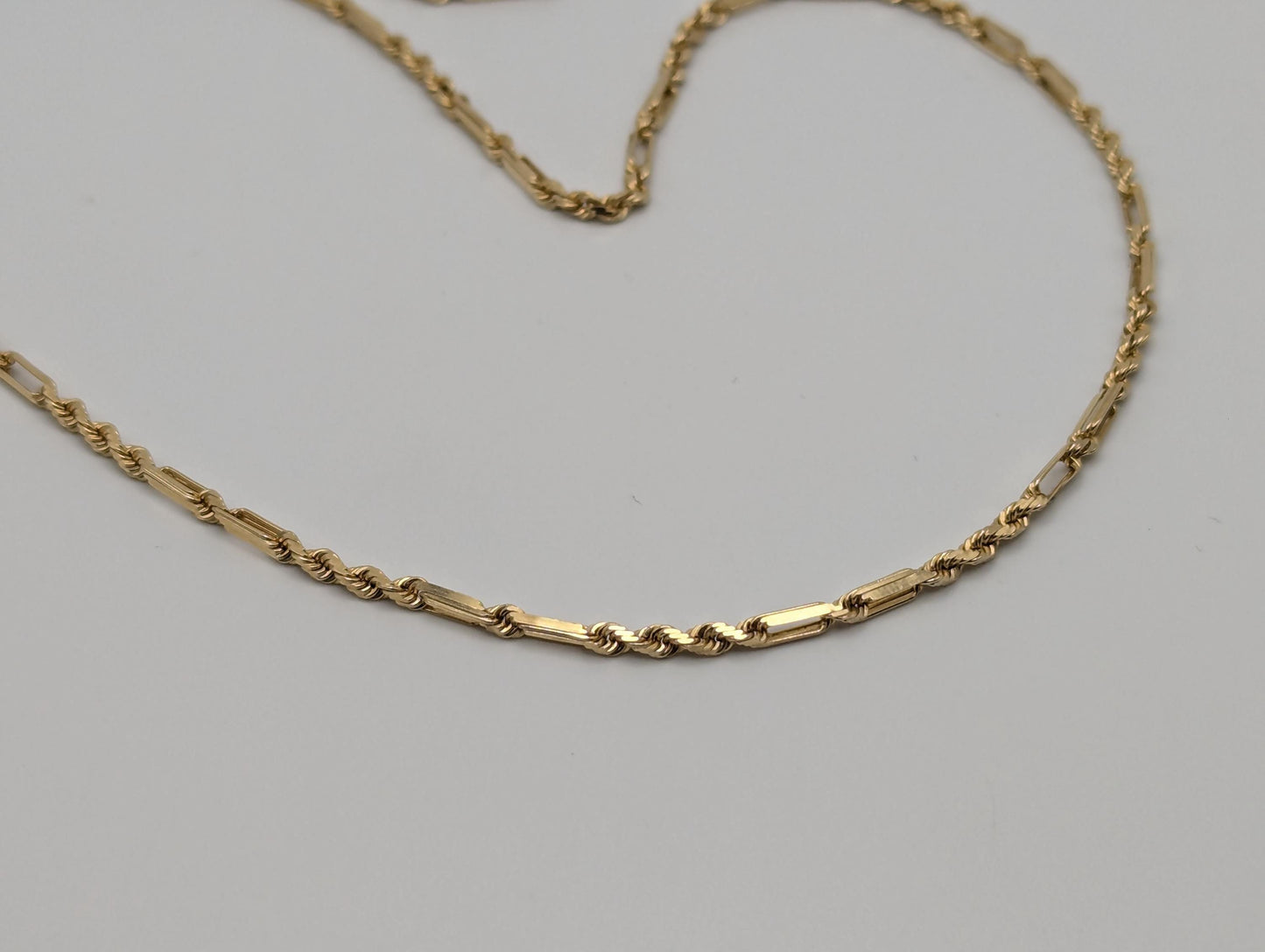 14k Yellow Gold Tube Link Necklace Rope Chain 16" Classic Gold Silk Rope Necklace