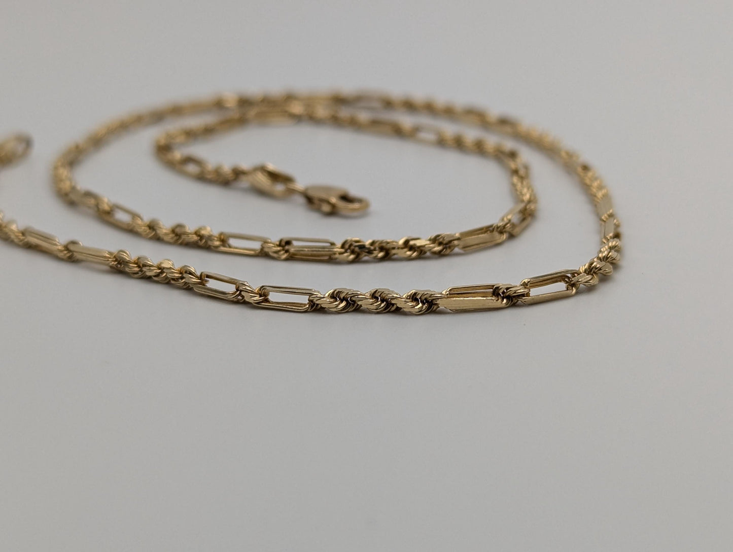 14k Yellow Gold Tube Link Necklace Rope Chain 16" Classic Gold Silk Rope Necklace