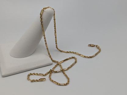 14k Yellow Gold Tube Link Necklace Rope Chain 16" Classic Gold Silk Rope Necklace