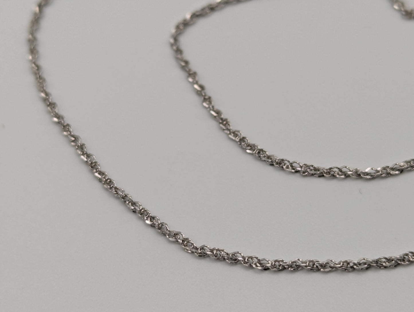 14k White Gold ITALY Classic Rope Chain. Classic Gold Silk Rope Necklace