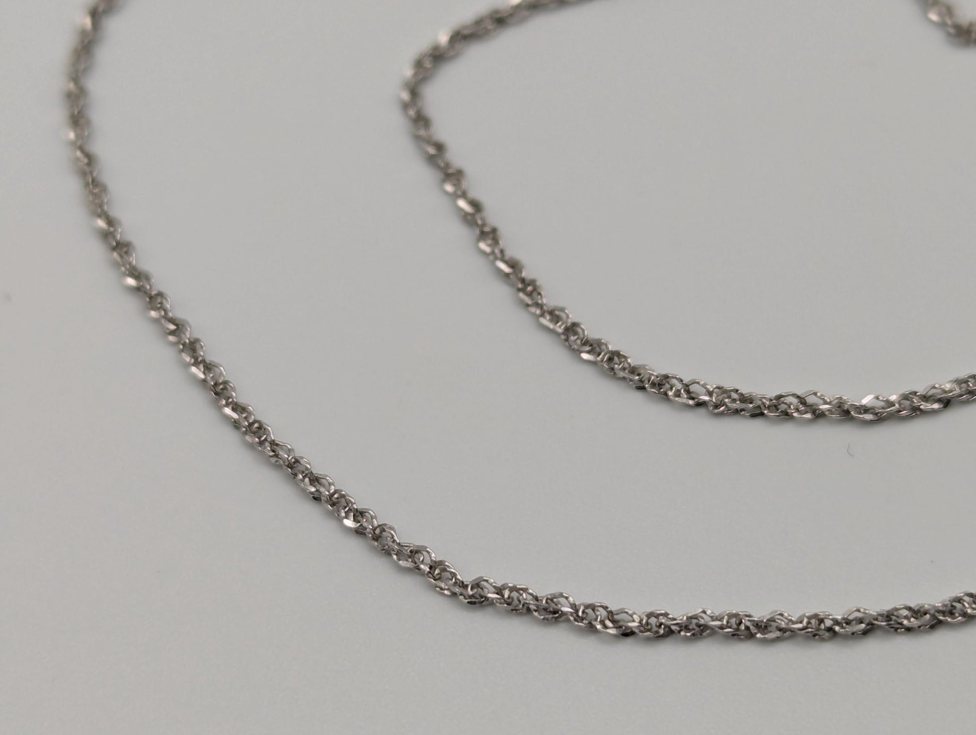 14k White Gold ITALY Classic Rope Chain. Classic Gold Silk Rope Necklace