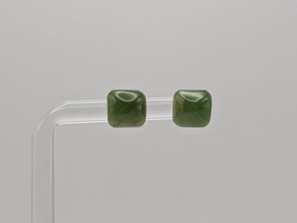 14K Gold Green Jade Drop Earrings. 14k Green Jade Earrings.