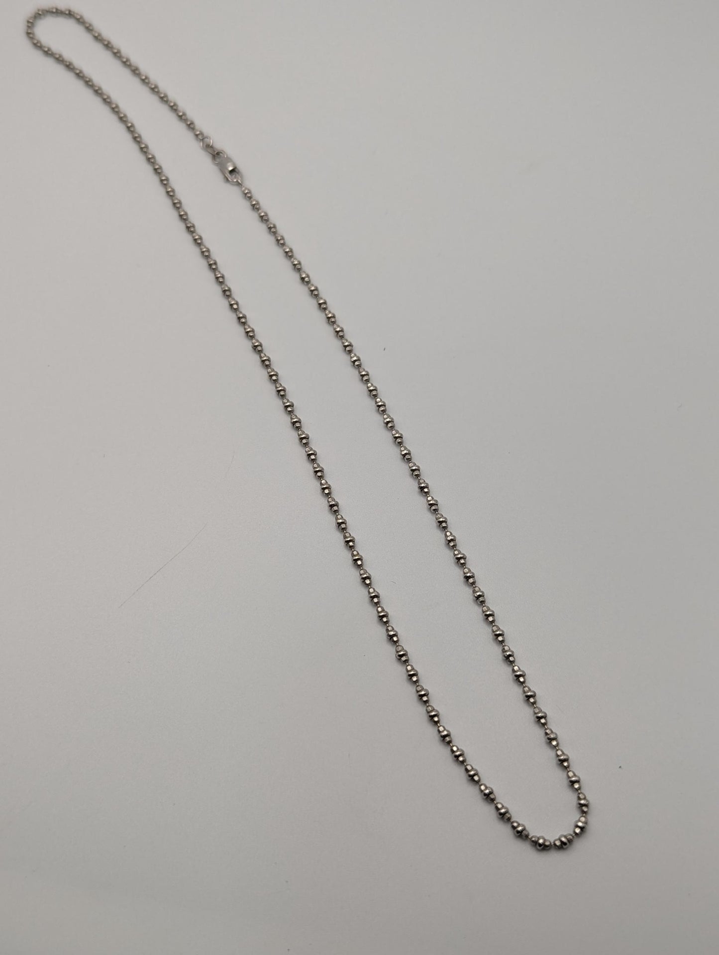 14k White Gold Special ITALY Beaded Chain. Diamond Cut Chain 18"