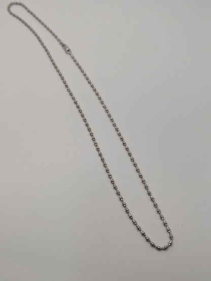 14k White Gold Special ITALY Beaded Chain. Diamond Cut Chain 18"