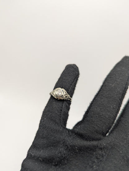 Vintage Art Deco 18K White Gold Filigree .25ct Diamond Ring Engagement Ring