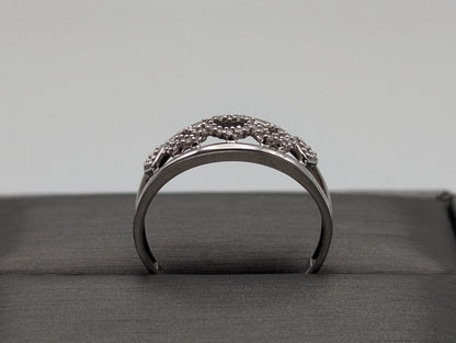 10k White Gold Heart Love Diamond Ring Wedding Promise Ring Band.