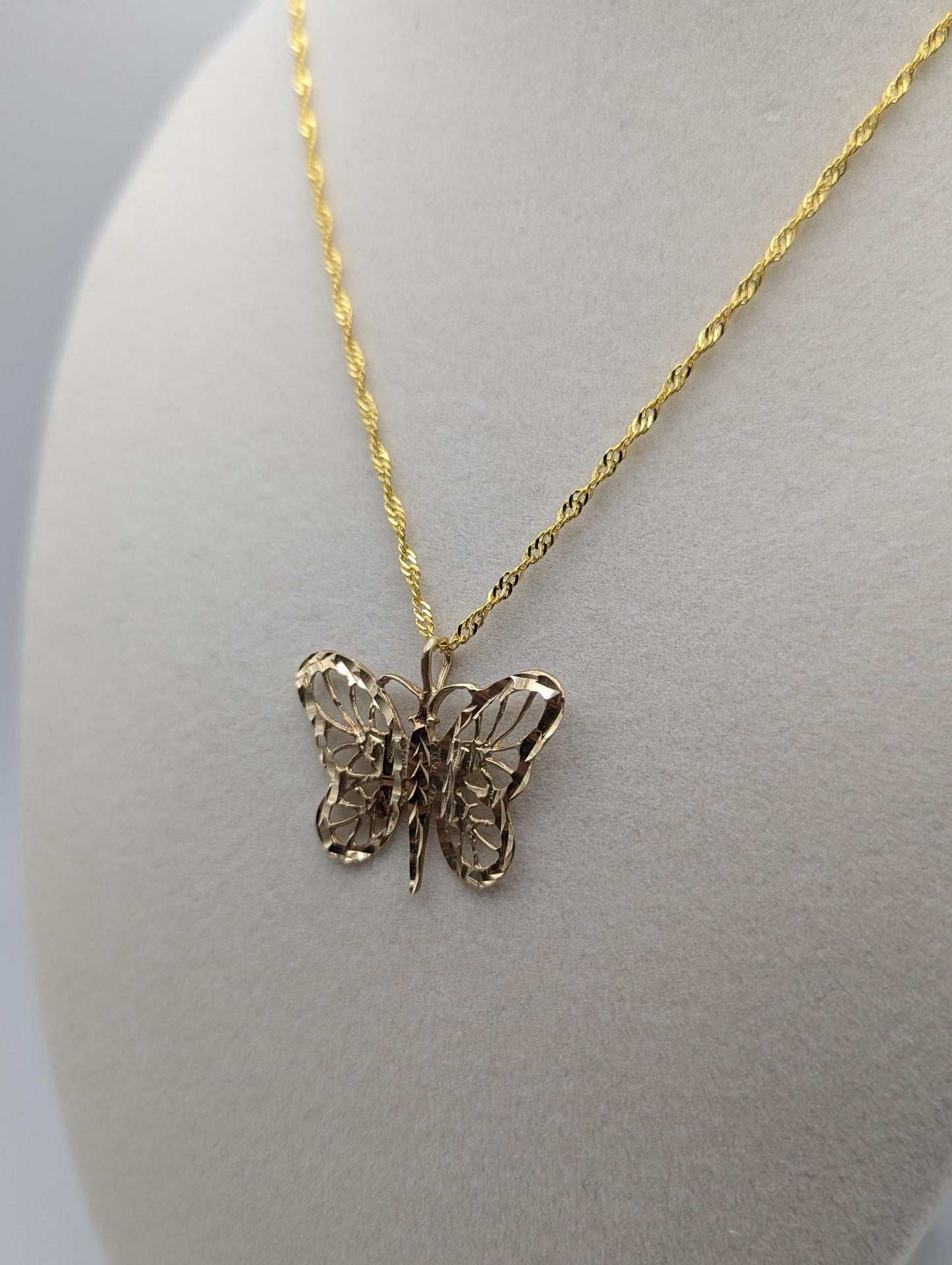 14k Yellow Gold Butterfly Pendant + Complimentary GF 14k Chain 18"