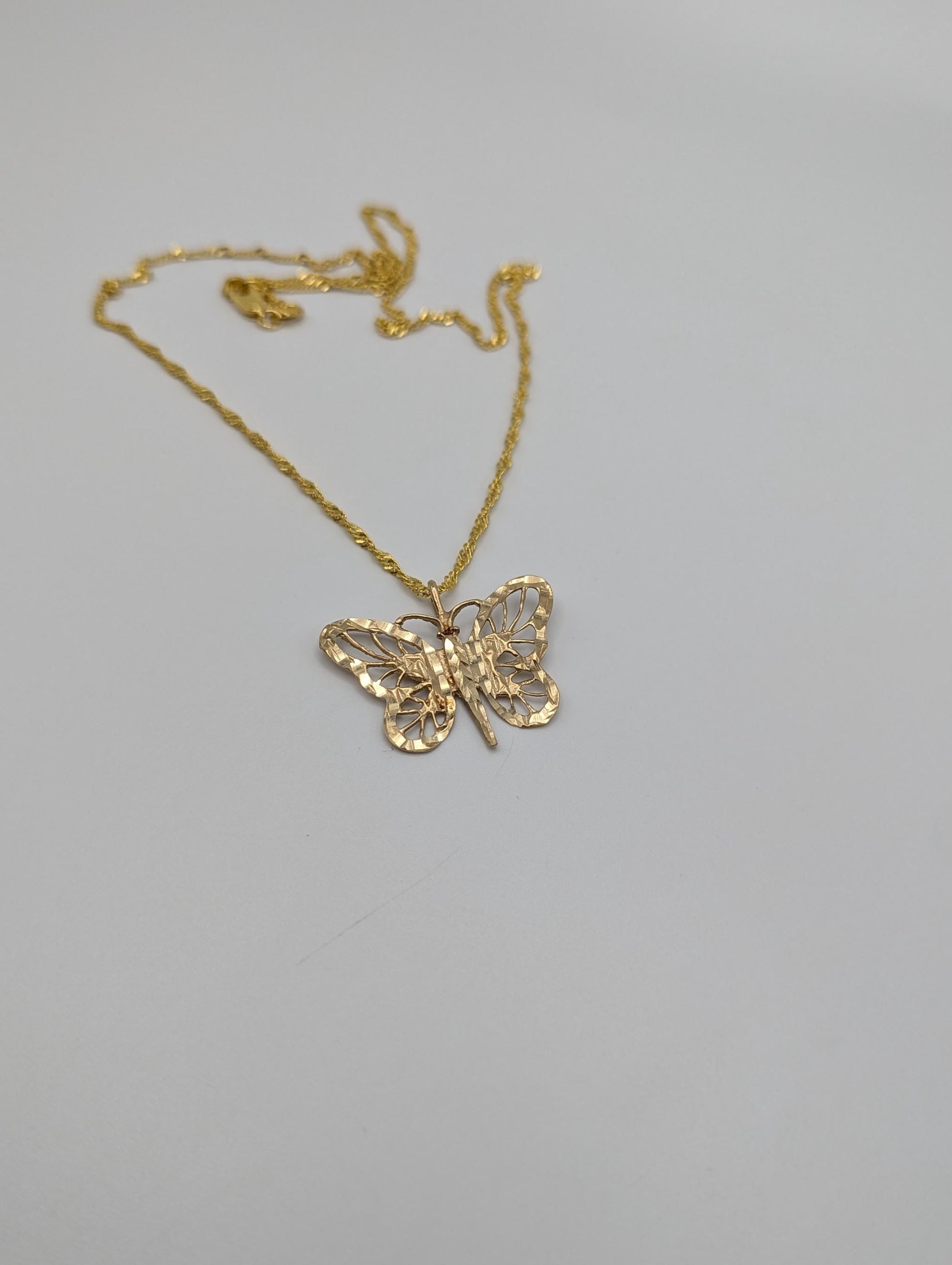 14k Yellow Gold Butterfly Pendant + Complimentary GF 14k Chain 18"