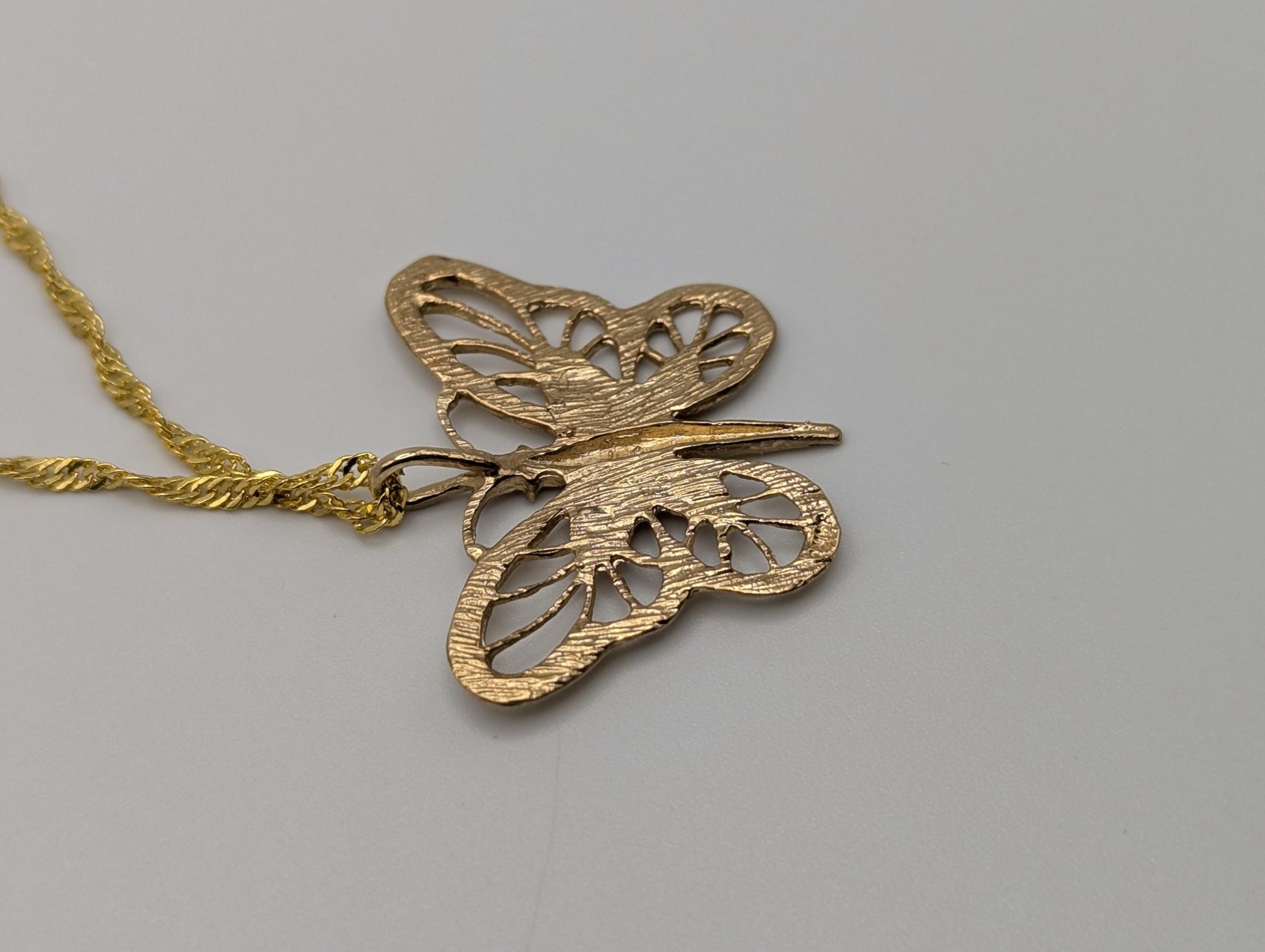 14k Yellow Gold Butterfly Pendant + Complimentary GF 14k Chain 18"