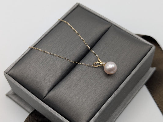 14k Yellow Gold Pearl Pendant Necklace 18" Chain