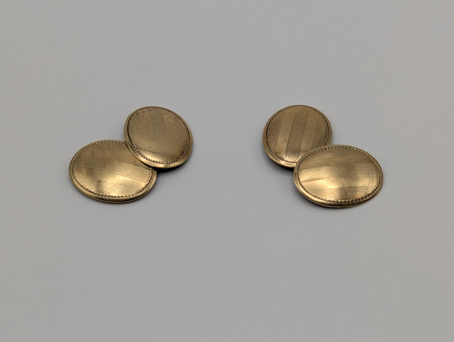 10k Vintage Victorian Solid Gold Oval Cuff Links. Mens Cuff Links