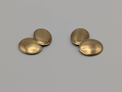 10k Vintage Victorian Solid Gold Oval Cuff Links. Mens Cuff Links