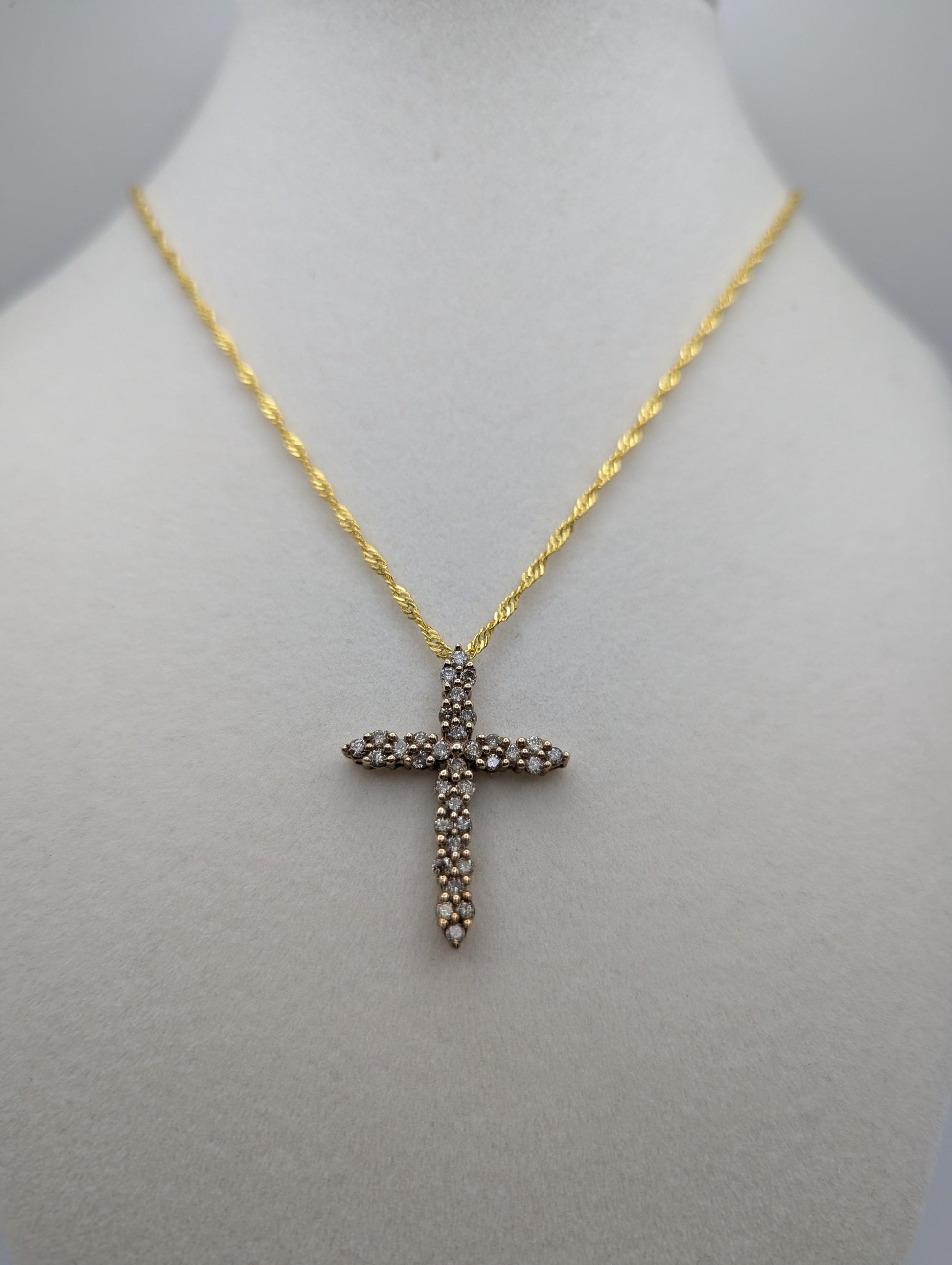 10k Yellow Gold Diamond Large Cross Pendant Necklace + Compliment GF 18k chain