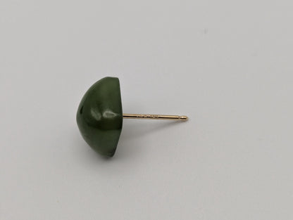 14K Gold Green Jade Drop Earrings. 14k Green Jade Earrings.