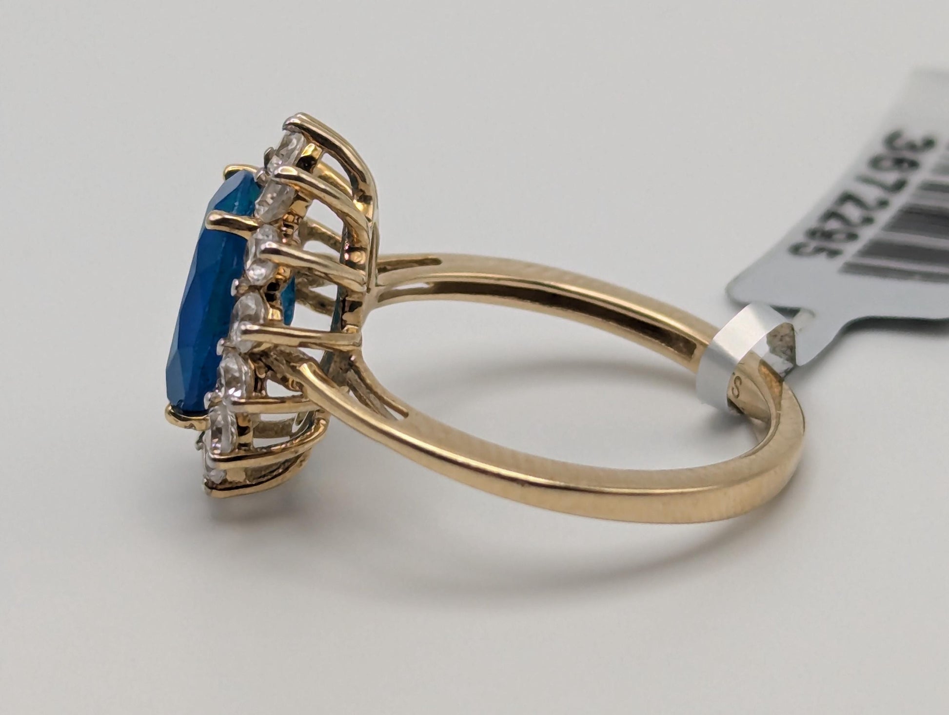 10k Gold Miami Blue Natural Opal, Combodian Zircon Wedding Cocktail Ring.