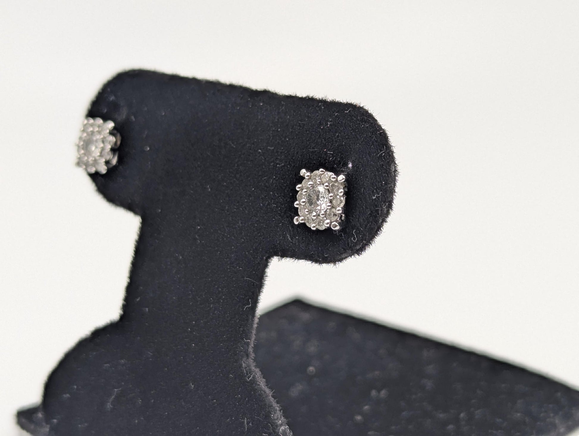 10K White Gold .55ctw Diamond Flower Cluster Studs Classic Studs