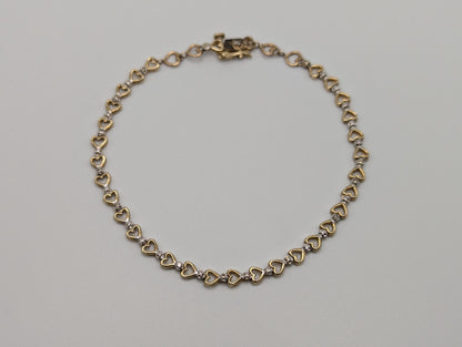 10k Yellow Gold Diamonds Heart Bracelets Women Tennis Bracelet 8"