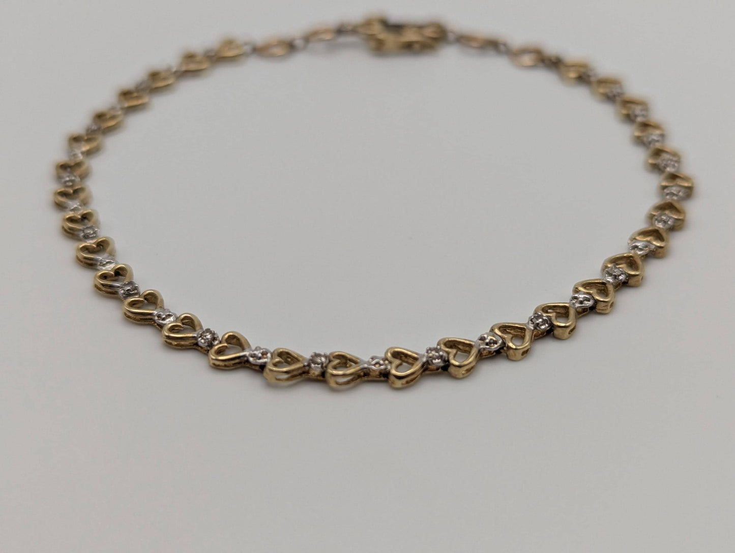 10k Yellow Gold Diamonds Heart Bracelets Women Tennis Bracelet 8"