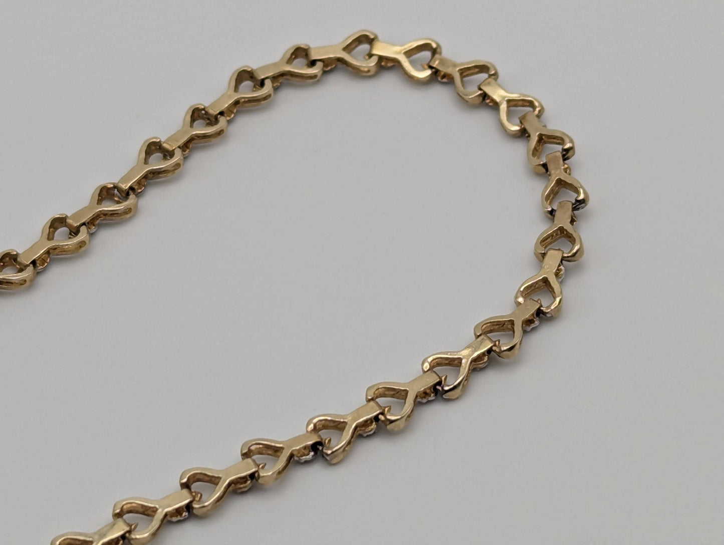 10k Yellow Gold Diamonds Heart Bracelets Women Tennis Bracelet 8"