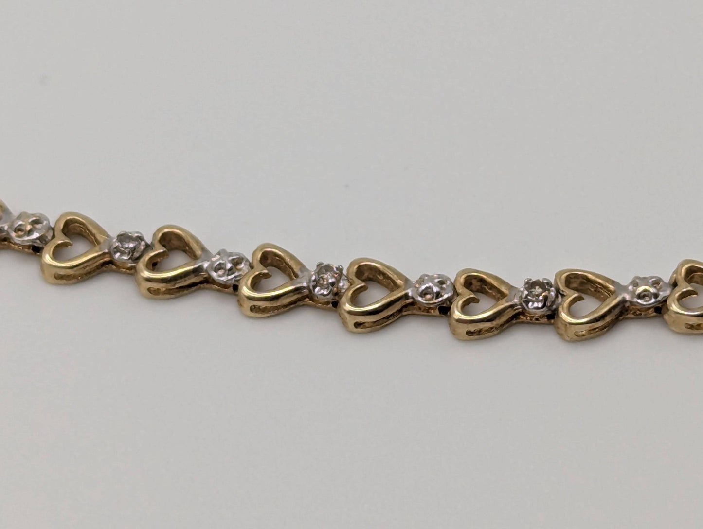 10k Yellow Gold Diamonds Heart Bracelets Women Tennis Bracelet 8"