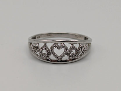 10k White Gold Heart Love Diamond Ring Wedding Promise Ring Band.