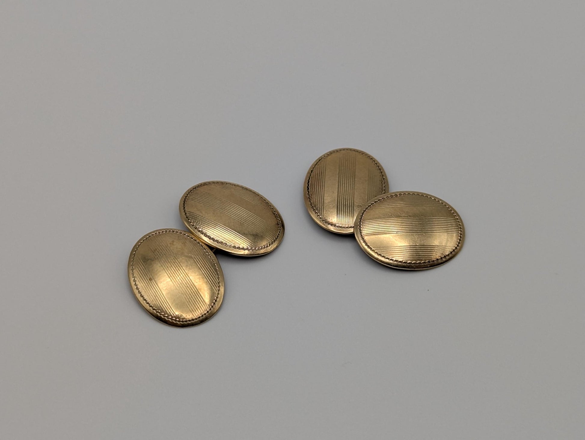 10k Vintage Victorian Solid Gold Oval Cuff Links. Mens Cuff Links