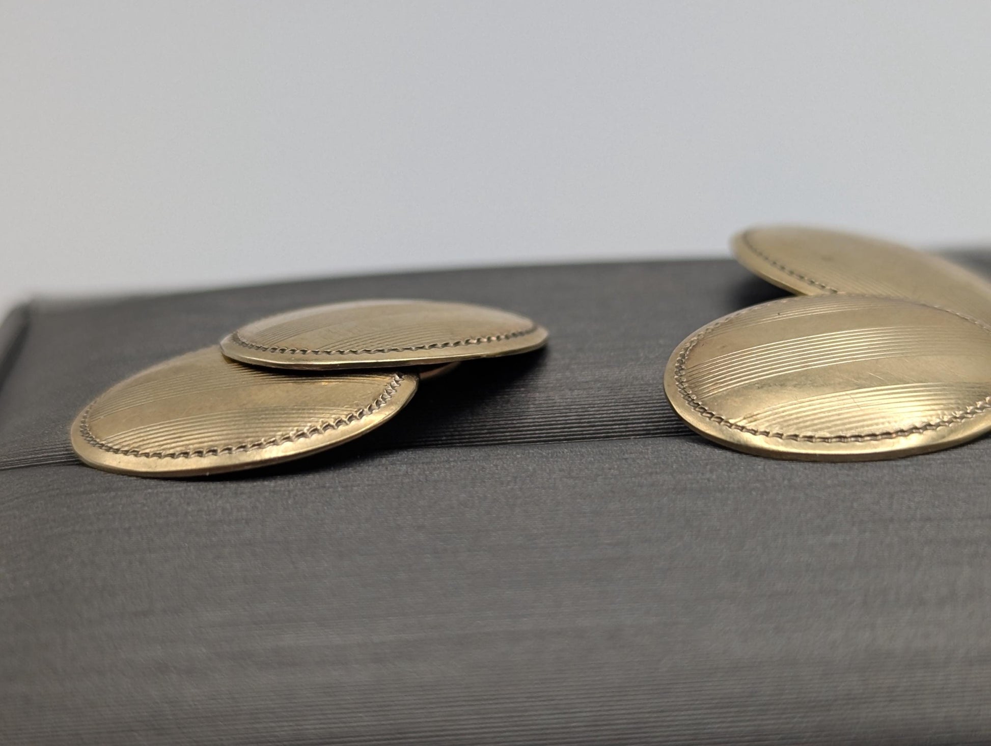 10k Vintage Victorian Solid Gold Oval Cuff Links. Mens Cuff Links