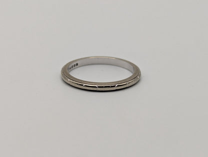 White Gold 18k 2mm JR Woods Etched Design Wedding Band Anniversary Unisex Band Ring