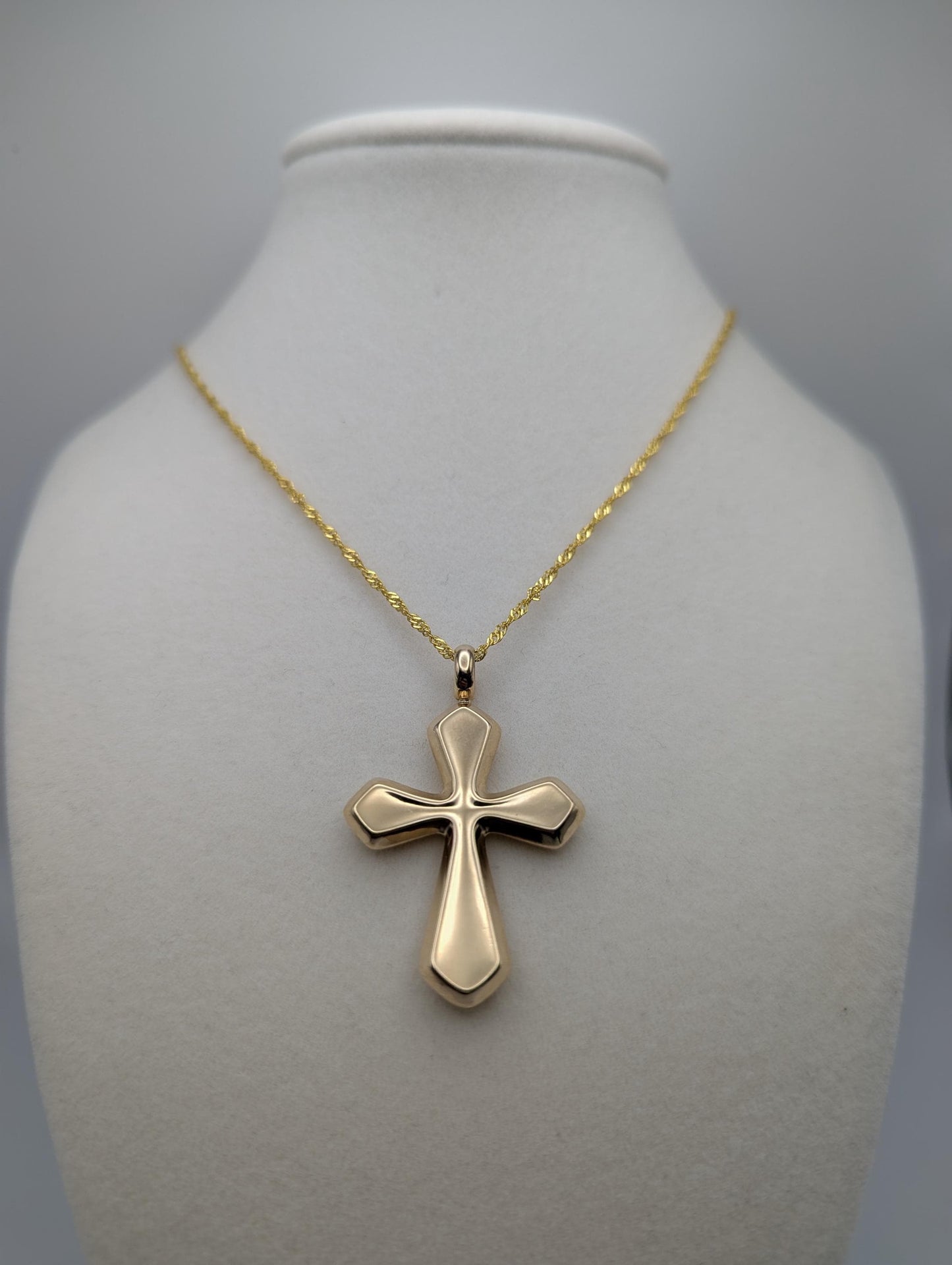 14k Yellow Gold Large Cross Pendant Necklace + Compliment GF 18k chain
