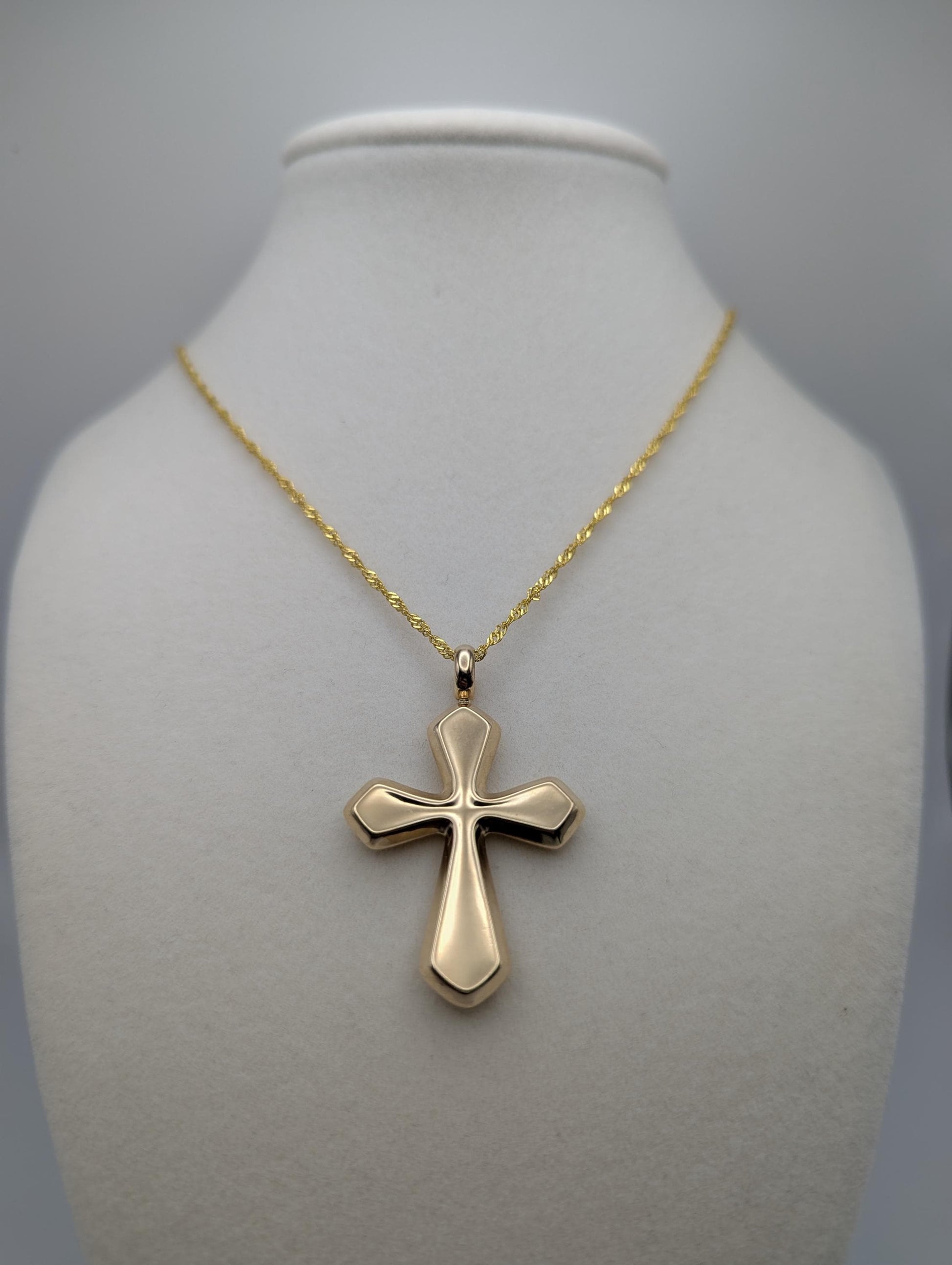 14k Yellow Gold Large Cross Pendant Necklace + Compliment GF 18k chain