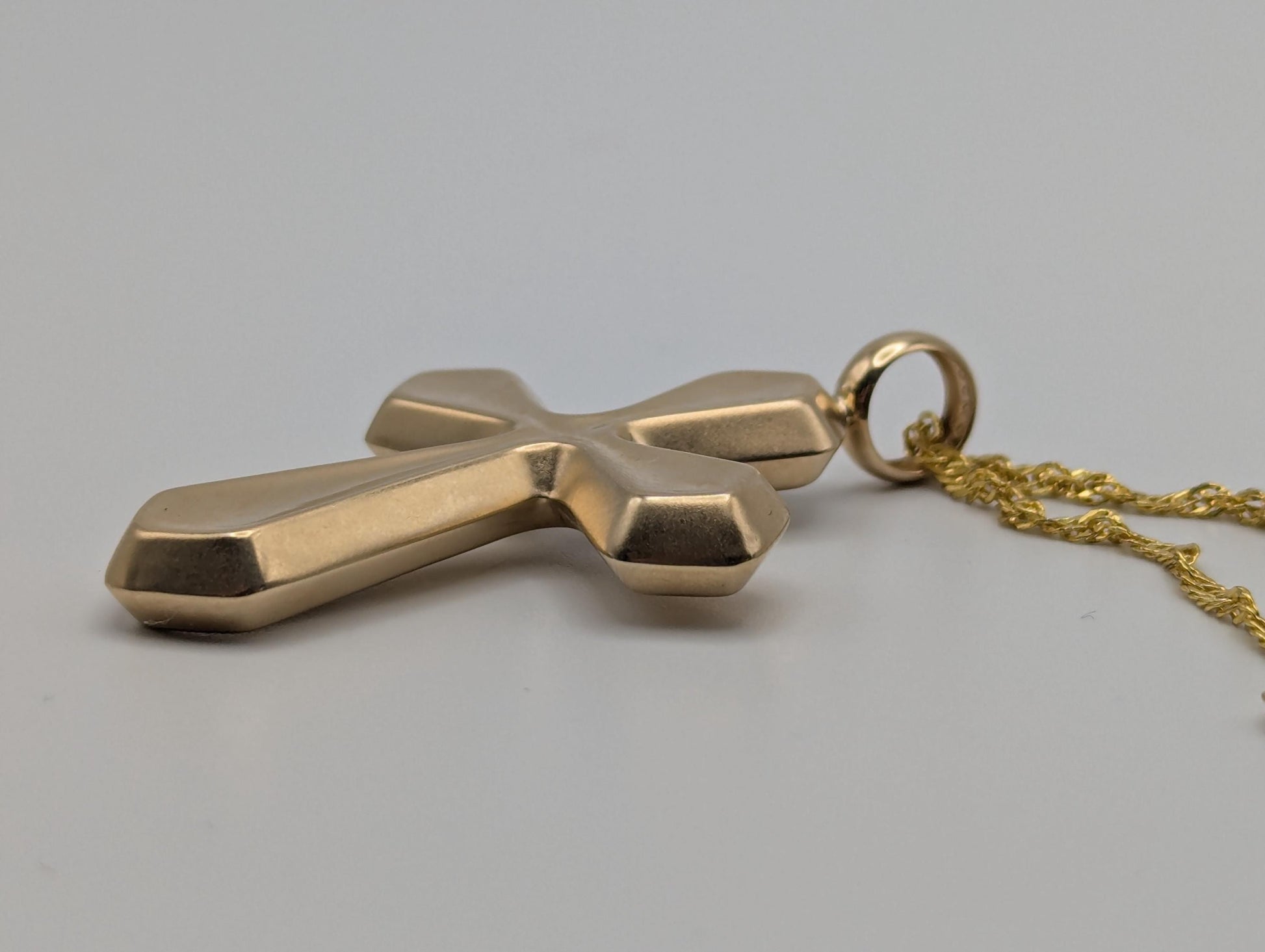 14k Yellow Gold Large Cross Pendant Necklace + Compliment GF 18k chain