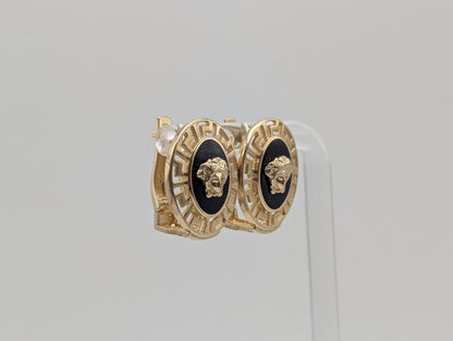 10k Vintage Versace Medusa Gold w Onyx Men's Cuff Links Greek Key