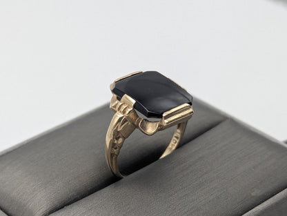 Vintage Solid Gold 4.8gr 10k Black Onyx Ring Mens Signet Ring