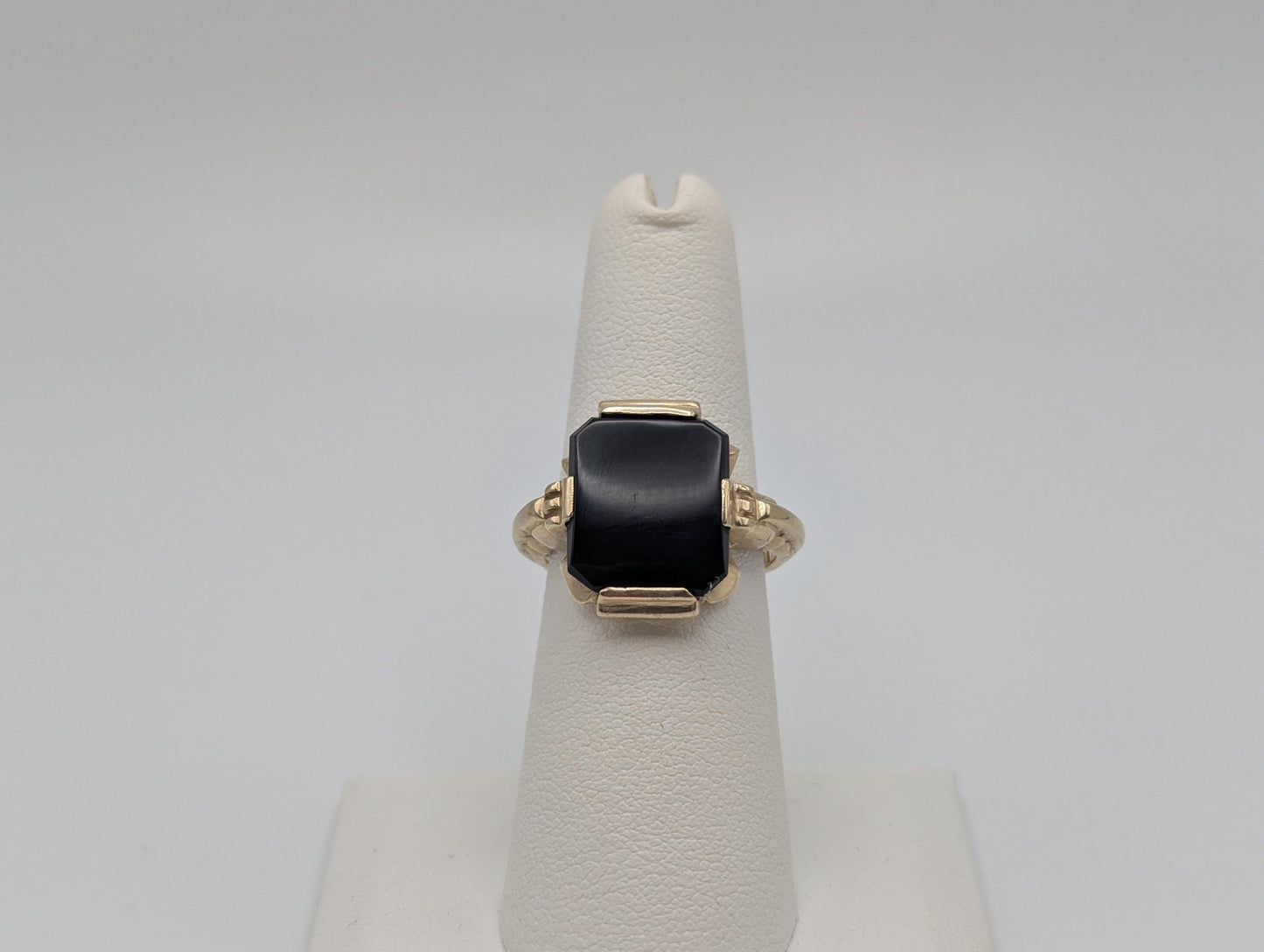 Vintage Solid Gold 4.8gr 10k Black Onyx Ring Mens Signet Ring