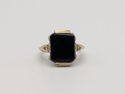 Vintage Solid Gold 4.8gr 10k Black Onyx Ring Mens Signet Ring