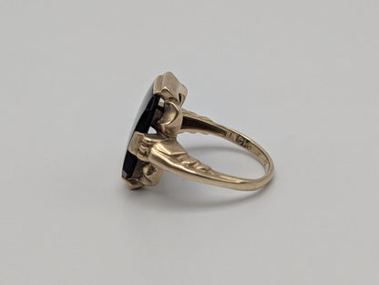 Vintage Solid Gold 4.8gr 10k Black Onyx Ring Mens Signet Ring