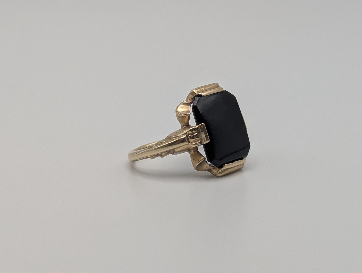 Vintage Solid Gold 4.8gr 10k Black Onyx Ring Mens Signet Ring