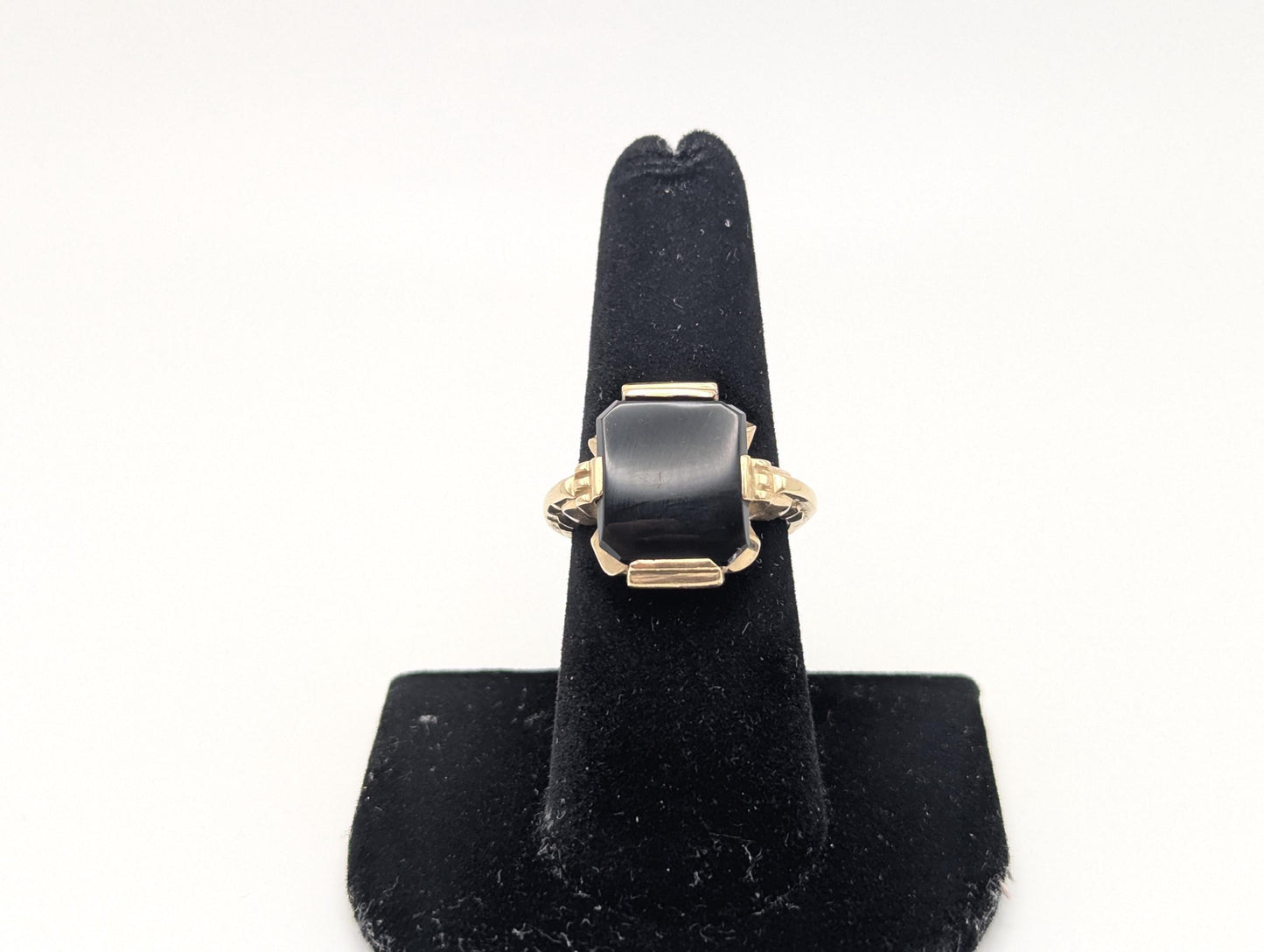 Vintage Solid Gold 4.8gr 10k Black Onyx Ring Mens Signet Ring