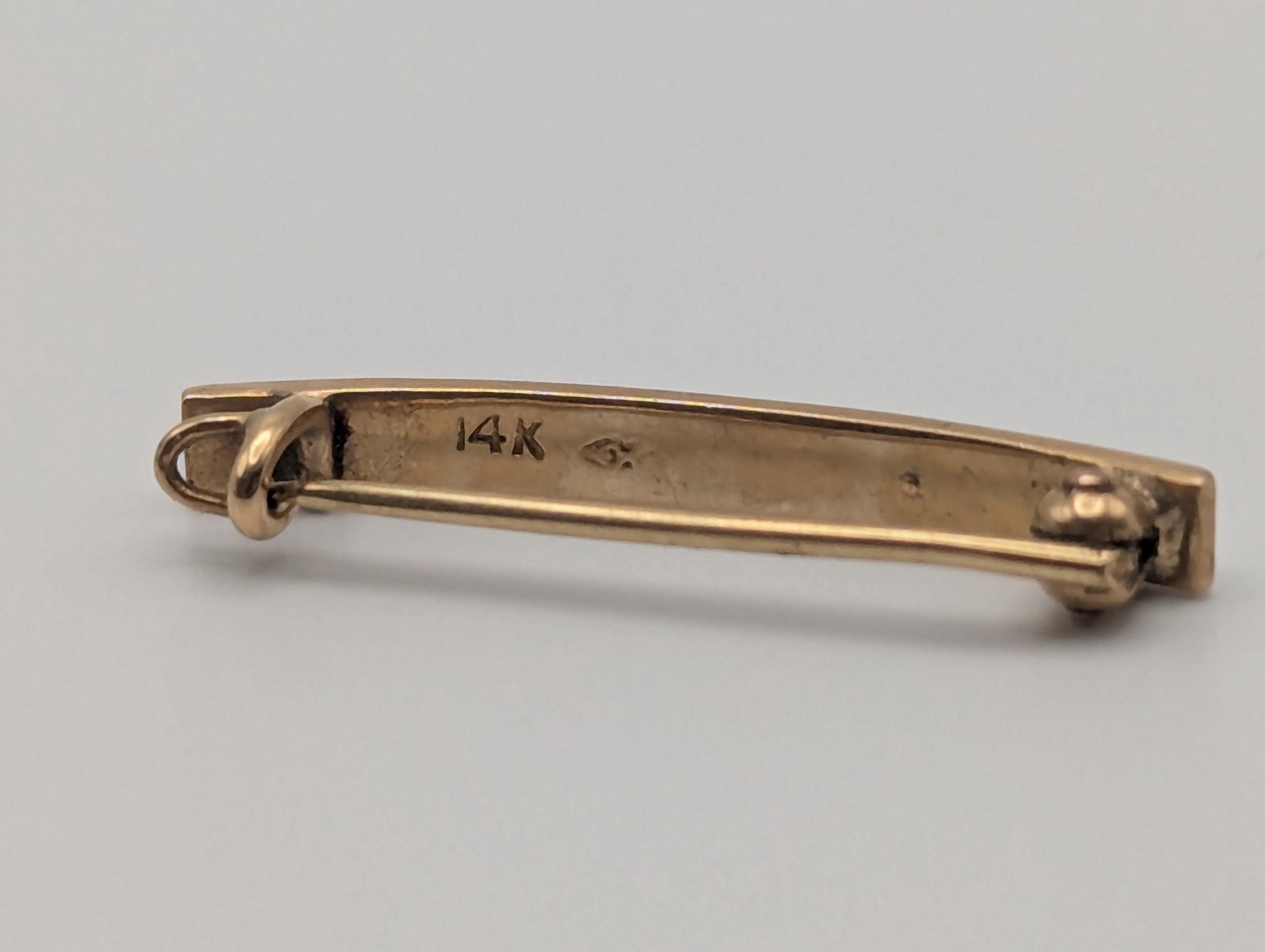 14k Yellow Gold Vintage Turquoise Seed Pearl Brooch Pin