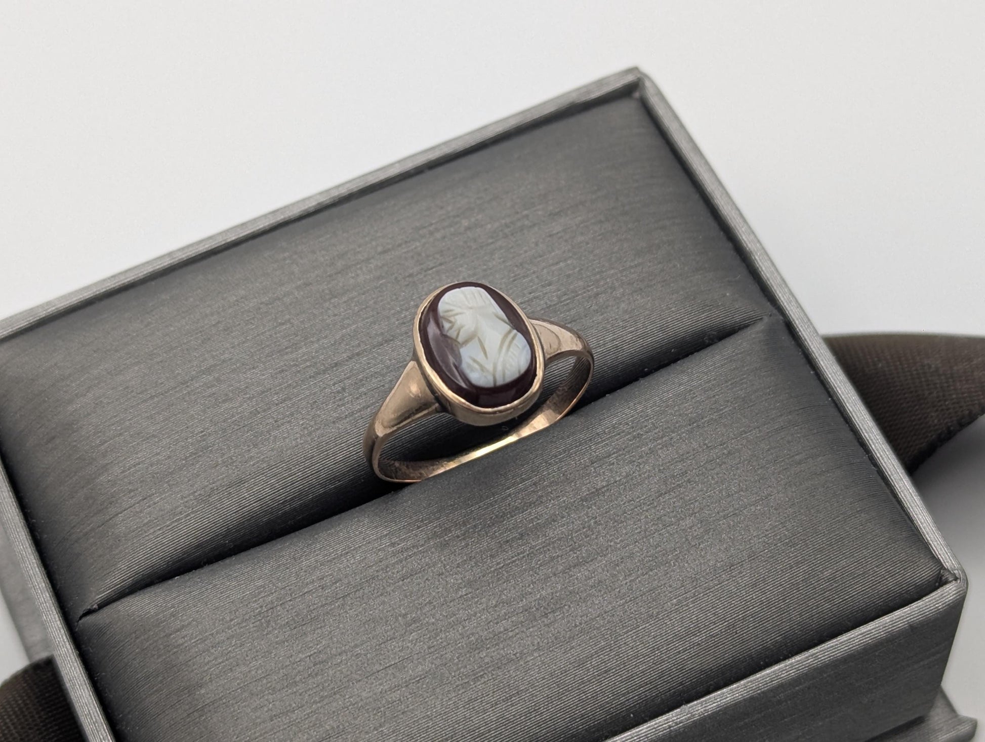 Antique 10k Gold Carnelian Cameo Ring Victorian Ring Cameo Statement Pinky Ring